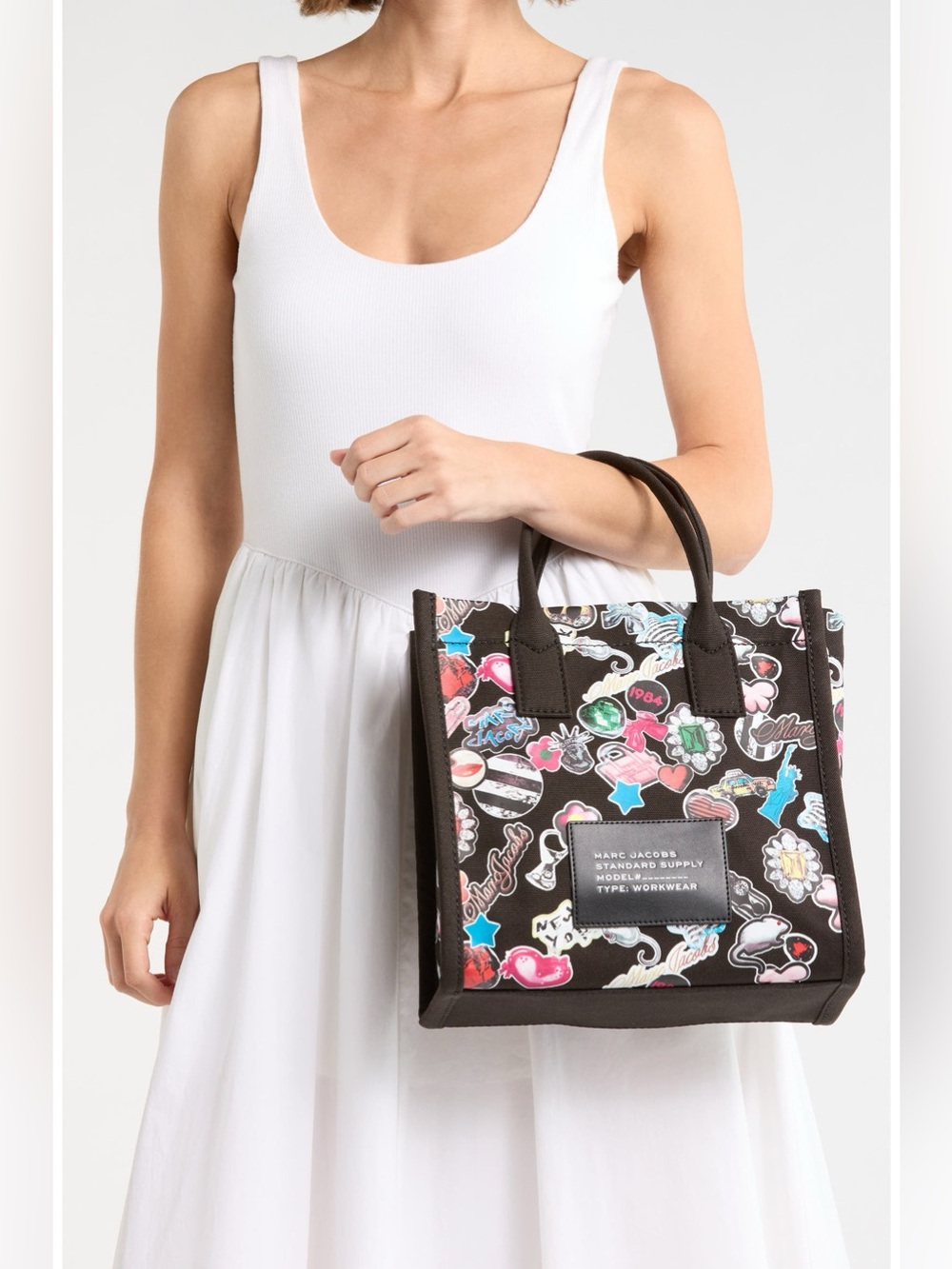 NWT Marc Jacobs Sticker Print Canvas
Tote Bag Black - Picture 3 of 13